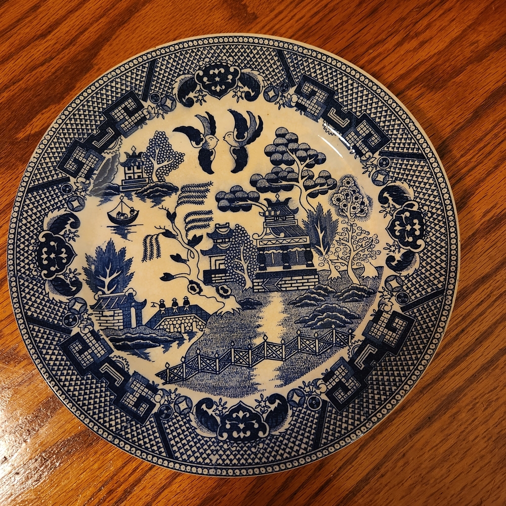 Vintage Blue Willow Plate, Marked Japan